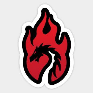 Dragon Head Silhouette Red Gradient Color Sticker